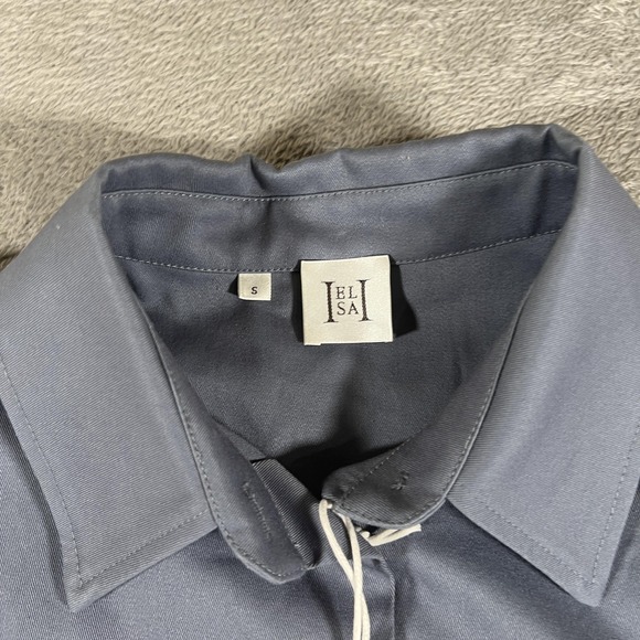 Helsa Shirt Womens Small Slate Blue Chino Cropped Button Down Organic Cotton NEW - Picture 5 of 11